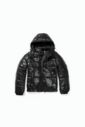 Black velvet puffer jacket